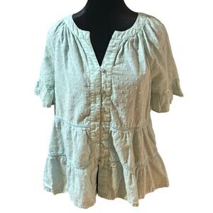 Wonderly Petite Bell Sleeve Clip Dot Top